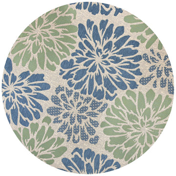 Zinnia Modern Floral Textured Weave Indoor/outdoor Round Rug